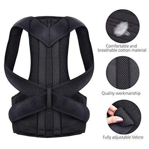 Real Doctor Posture Corrector, Shoulder Back Support Belt for Men and Women (Black) (S)
