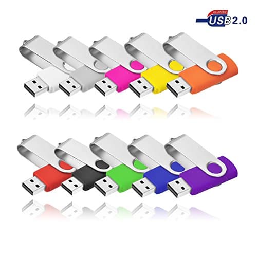 HKUU Flash Drive 2 GB USB 2.0 10 Pcs Memory Stick Thumb Drives Pack Jump Drive Zip Drive Pack with Led Indicator（Muti Color）