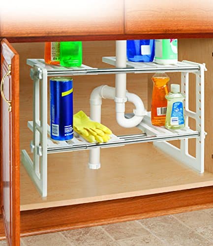 2 Tier Adjustable Under Sink Storage Shelves - 17.5 to 29.5"