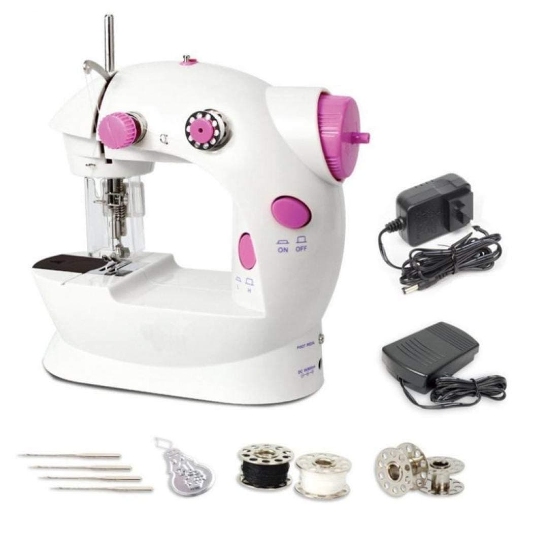 Portable Mini Sewing Machine Crafting Mending Machine with Light for Household Beginners Gifts (Pink (EU))