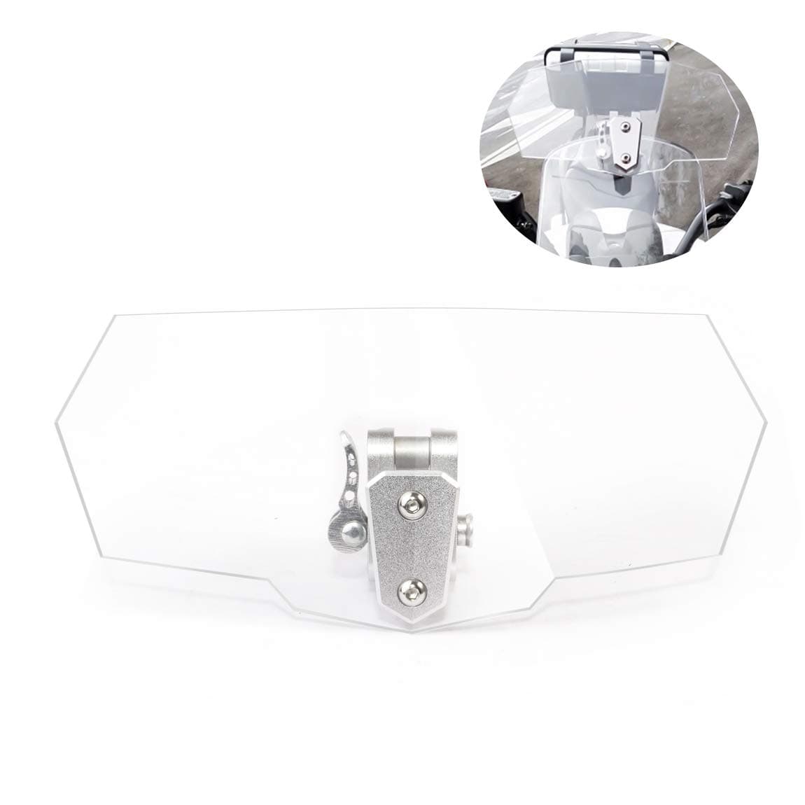 PBYMT Clear Motorcycle Windshield Extension Spoiler Adjustable Clip On Windscreen Compatible for Honda Yamaha Suzuki Kawasaki BMW KTM