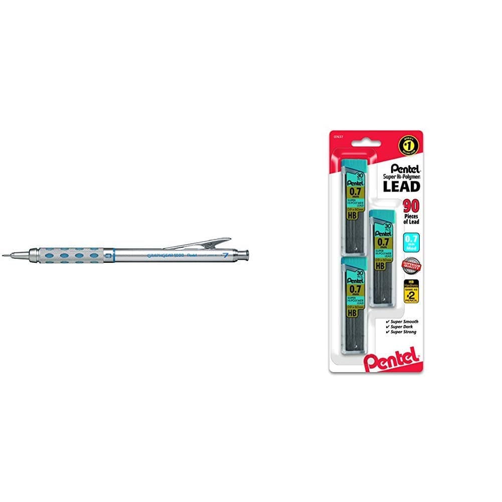 PentelGraph Gear 1000 Automatic Drafting Pencil (0.7mm) and Pentel Super Hi-Polymer Leads (0.7mm HB)