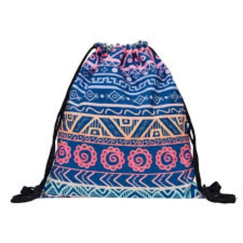 Hippy Pattern Drawstring Bag 3D Printed Cinch Sport Gym Swimming School Rucksack