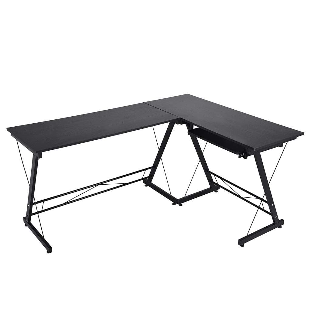 Pratcgoods Simple Home Office Desk Corner Computer Gaming Table Modern Style Steel Pipe Feet Multipurpose Desk can Placed Keyboard