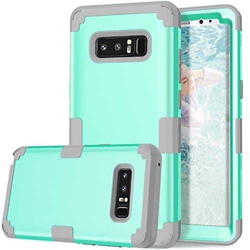 Galaxy Note 8 Case, Asstar 3 In 1 [Soft silicone+ Hard PC] Shockproof Hybrid High Impact Full Body Heavy Duty Protective Cover for Samsung Galaxy Note 8 2017 (Mint+Grey)