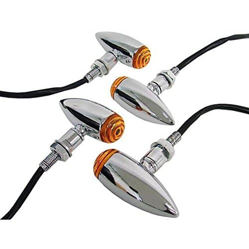 4pcs Universal Motorcycle Mini Bullet Chrome Plated Bullet Front Rear Turn Signals Indicator Blinkers Amber Lights for Harley Honda Yamaha Suzuki Kawasaki