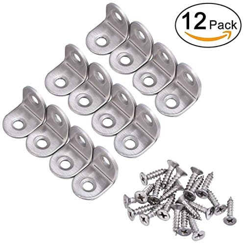 Zapour 12 Pack 20 by 20 mm Corner Brackets Corner Brace Angle Brackets with 24 Pack Screws