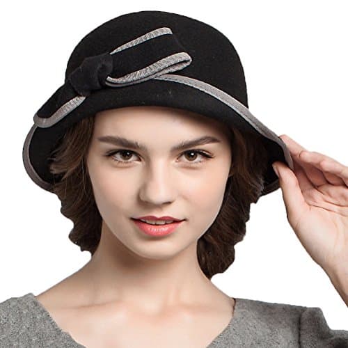 Women's Bow Wool Felt Bowler Hat