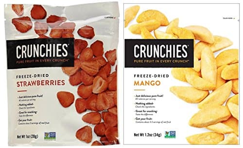 Crunchies Non-GMO Freeze Dried Fruit 2 Flavor Sampler Bundle, 1 each: Strawberries and Mangoes (1-1.2 Ounces)