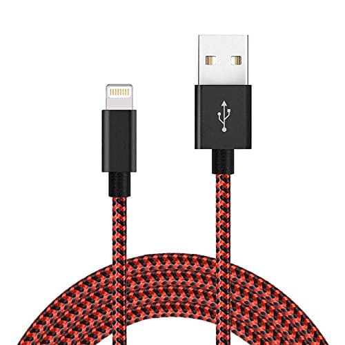 Lightning Charge Cable, Nylon Braided 10ft Extra Long iPhone Charging Charger Cable for iPhone X / 8 / 8 Plus / 7 / 7 Plus / 6 / 6 Plus / 5S,iPad,iPod Nano 7 (RedBlack)