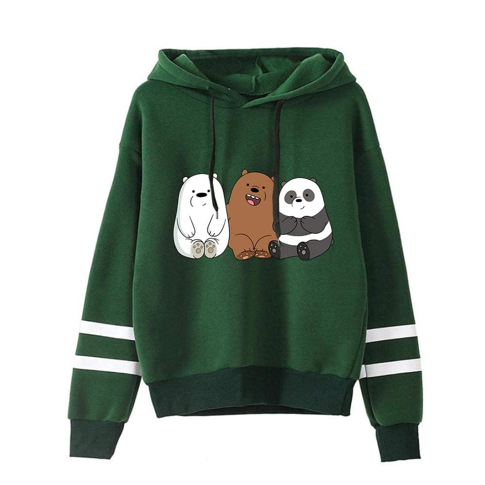 Gogofuture We Bare Bears Pullover Printed Hooded Sweatshirt Leisure Classic Hooded Pullover Fashion Sweater Popular Sweatshirt