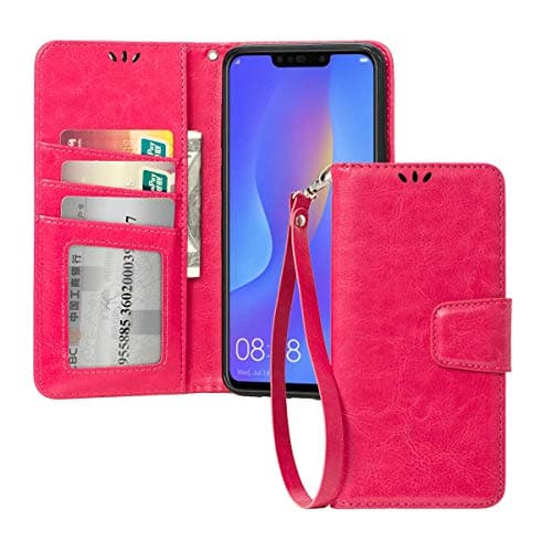 shemax Huawei Nova 3i/P Smart+ Plus Case New[Not for Huawei P Smart],PU Leather Wallet Folio Cover with Stand Feature & Card Holder for Huawei P Smart+-Pink