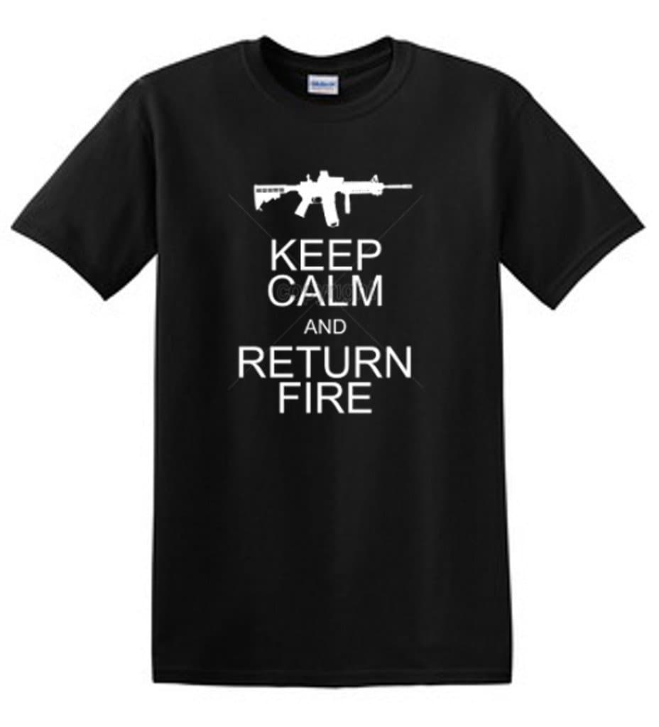 Shirt Patron 2nd Amendment Gun Rights Keep Calm Return Fire Ar-15 Rifle Mens T Shirt