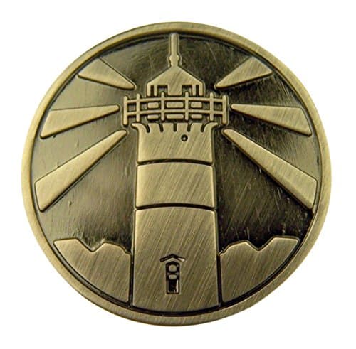 Silver Tone Faithful Protector Pocket Token with Prayer - Lighthouse