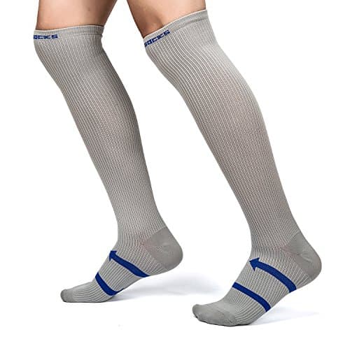 Compression Socks (1 Pair) 15-20mmHg Graduated - Men &amp; Women Athletic Sports Running Pressure Stockings, Below Knee High - Suits Nurses, Maternity Pregnancy, Shin Splints, Flight Travel (Gray)