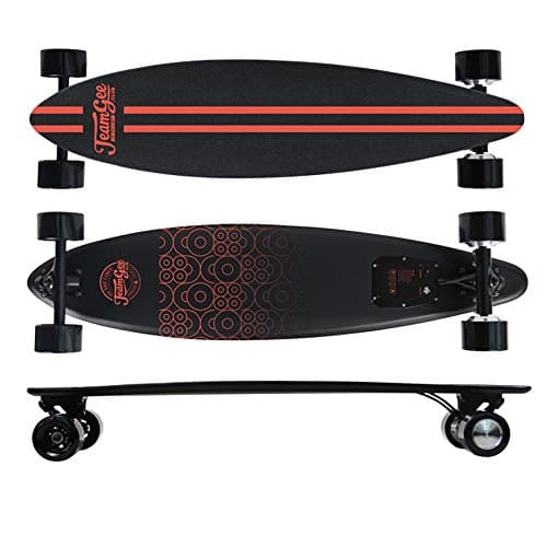 CCOWAY Portable Canadian Maple Deck Flying Fish Shape Electric-Skateboard/Longboard with Wireless Remote (Color Black/Wood Sent Radomly)