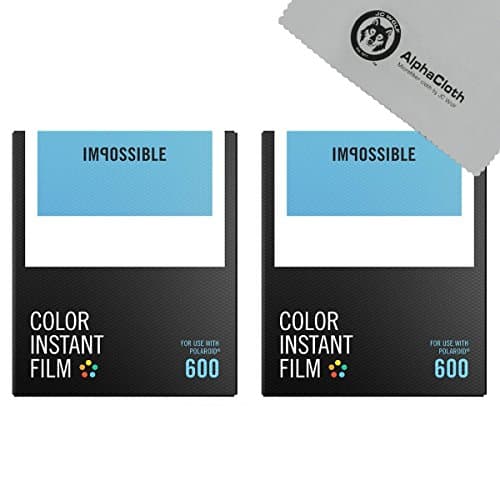 (2 PACK) Impossible Color Instant Film for 600 - White Frame, 16 Exposures + JC Wolf FiberCloth
