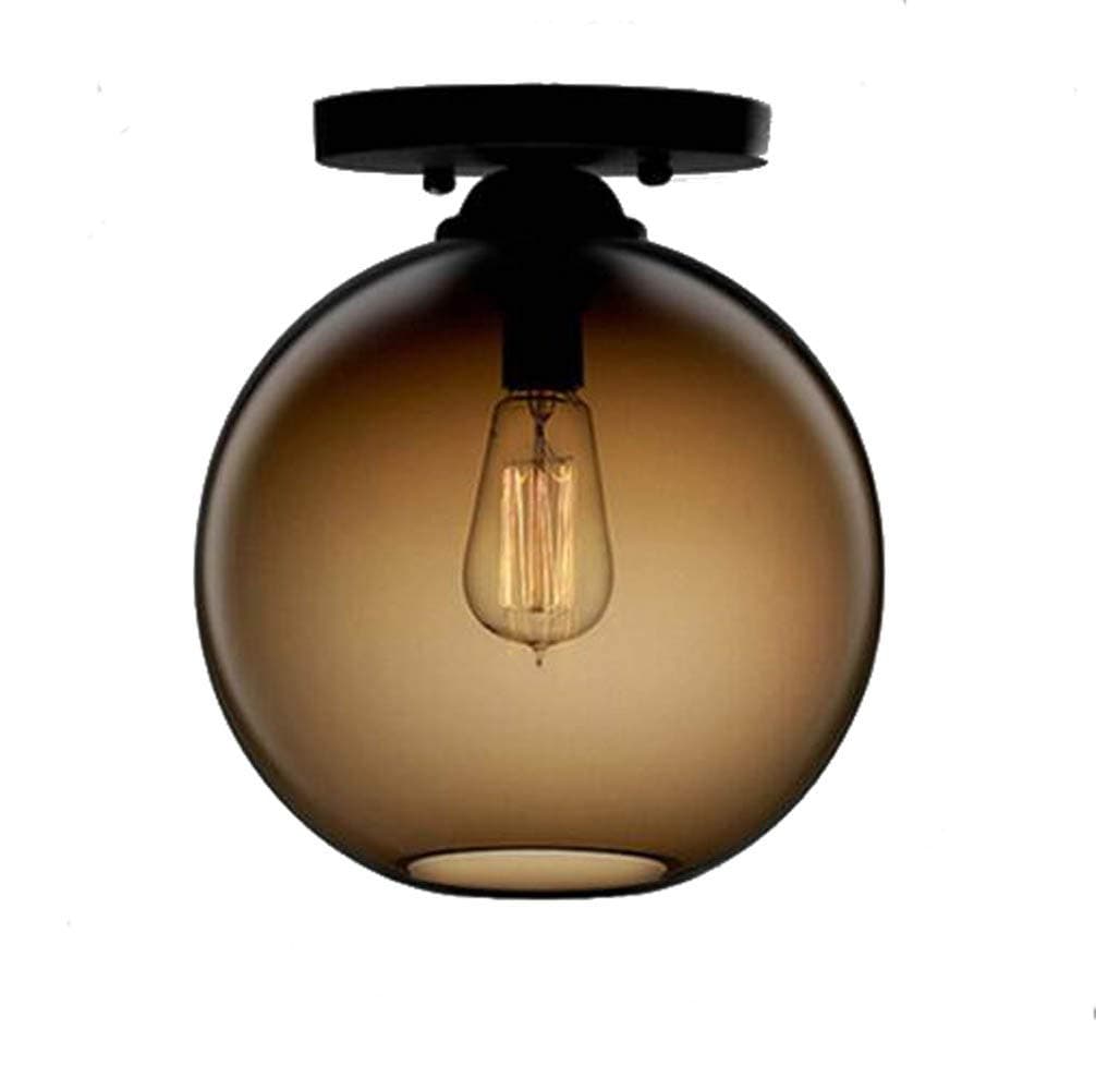 Vintage Industrial Flush Mount Ceiling Light Glass Shape Ceiling Lamp Light Fixture for Hallway Stairway Porch Bedroom Kitchen. (Brown)