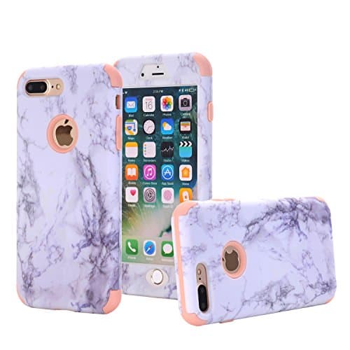 iPhone 7 Plus Case, AOKER [Marble Design] Slim Dual Layer Anti-Scratch &amp;Fingerprint ShockProof Clear Bumper Matte TPU Soft Rubber Silicone Protective Case Fit for Apple iPhone 7 Plus (Rosegold)