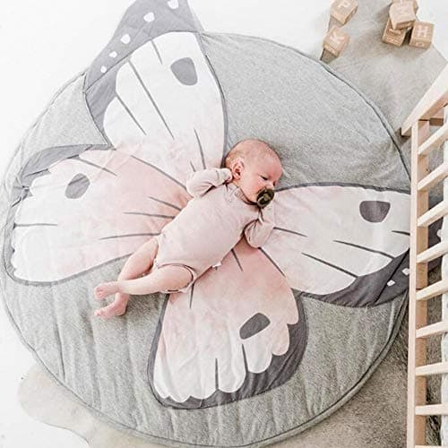 ZCLD Multi-function Animal crawling blanket baby stroller blanket air-conditioned room small cover 100% Cotton Floor Play Mat Blanket Play Environmental Carpet 37.4 inches,butterfly