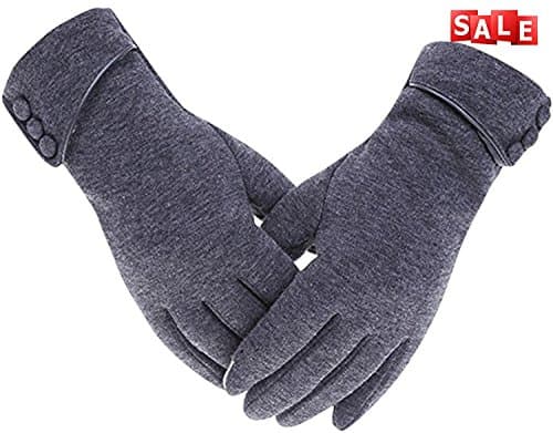 Womens Winter Fleece Windproof Lined Thick Warm Gloves Touch Screen Texting Driving Gloves (Z-grey)