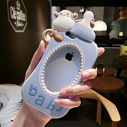 iPhone 6 6s plus Case,Creative Cute Soft Silicone Stylish Monkey Baby's Bottle Design Shockproof Cover Case for Apple iPhone 6 6s plus 5.5" (Blue(iPhone6/6s plus))
