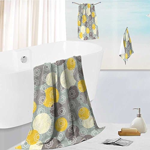 Microfiber Beach Towel set with Travel ethnic boho seamless pattern with decorative flowers and polka dots print cloth design wallpaper Ultra Absorbent Towel for the Beach