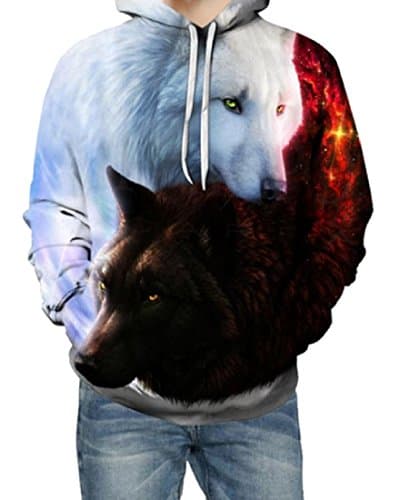 QueenHands Men Comfy Hooded 3d Digital Print Pockets Pullover Sweatshirts 2 5XL