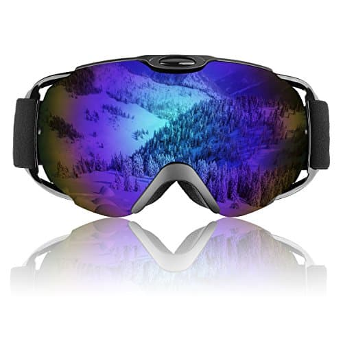 Ski Goggles, OTG Frameless Snowboard Glasses with Adjustable Longer Strap for Men, Women & Youth - Interchangeable Lens & 100% UV400 Protection (Blue)