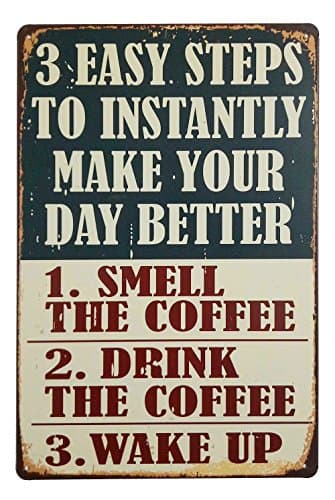 ERLOOD Pin-up 3 Easy Steps to Instantly Make Your Day Better Retro Vintage Bar Metal Tin Sign 12 X8