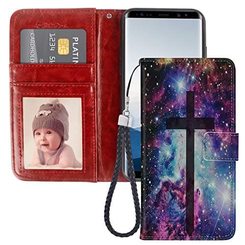 Samsung Galaxy Note 8 Black Cross Nebula Design Wallet Case Leather Cover Shockproof and Multi Slots Flip Card Holder Pocket Case for Samsung Galaxy Note 8 LingHan