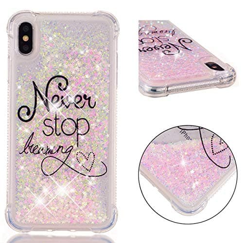 TOYYM Shockproof Case for iPhone Xs Max,Bling Liquid Glitter Case Air Cushion Drop Resistant Soft TPU Bumper Gel Protective Case Cover Compatible with iPhone Xs Max,Dreaming