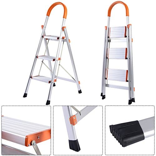New Non-slip 3 Step Aluminum Ladder Folding Platform Stool 330 lbs Load Capacity /#B4G341TG 32W4-15RTH418885