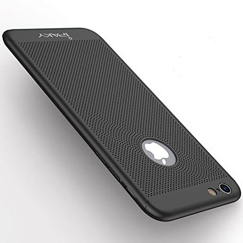 iphone 6/6s Case,IPAKY® All-around Protective Ultra Slim/Thin Lightweight Breathable Cooling Mesh Case with Tempered Glass Screen Protector for iPhone 6/6s(4.7inch) - Black