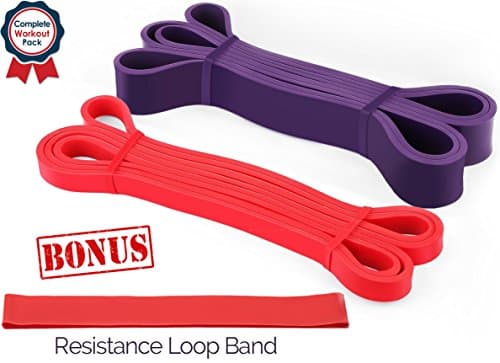 Pull Up Assistance Bands - Resistance Band for Pull Ups Assist Bands Set - Crossfit Pull Up Bands, Powerlifting Strength Training, Pull Up Assistance Bands Set - Stretch & Mobility - Red + Purple