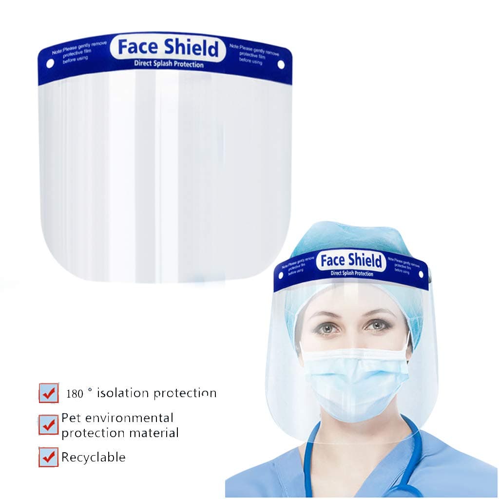 Safety Face Shield, 1/2/3/4/5/10/20/50 Pcs Transparent Double-Sided Anti-Fog Protective Shield Protect Eyes Nose and Face Anti Drool Splash-Proof Facial Cover for Men Women