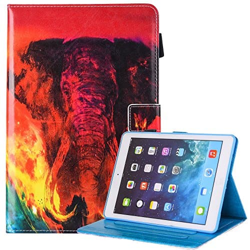 iPad Pro 10.5 Case, Monstek Smart Flip Slim Leather Case Auto Wake/Sleep Kickstand Cover Wallet Protective Case for iPad Pro 10.5 Inch,2017 Release - 05 Red Elephant