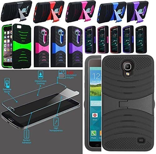 [ NP ARMOR ] Tempered GLASS Screen Guard Protector + Phone Case Cover For Samsung Galaxy Mega 2 / G750 SM-G750 G750F G750H G750A G7508 (USA Seller) (uBLUE/BLUE)