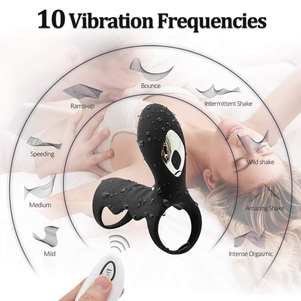 Adjustable Cook Loops Sleeve Ring Men Wearable Time Lapse Long Lasting Ring Remote Rooster Ring Enhanced Electric Vibrate Ring Black