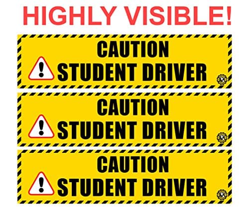 Student Driver Magnet, Safety Vehicle Magnet - CAUTION (VALUE 3 PACK)