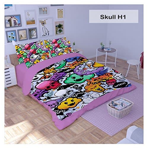 Gorgeous Halloween Decoration Skull 3D Bedding Sets,3-piece Includes 1Duve Cover,2Pillow Shames,King Queen Full Twin Size (full, q8)