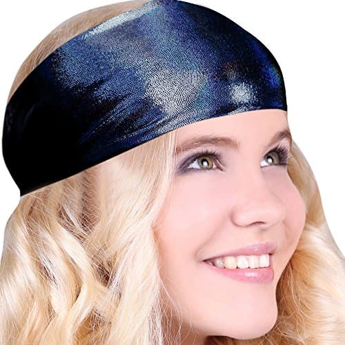 FUN & FUNKY Work Out Headbands! SUPER FUN! Black Oil Slick - Choose From Over 30 Best No Slip Printed Headbands Stretchy One Size Fits Most Made in USA by Mom & Daughter:)