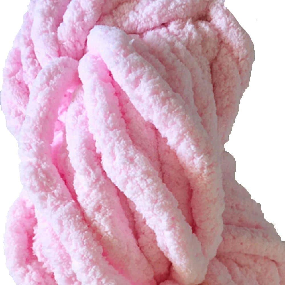 Chunky Knit Blanket,Chunky Chenille Knit Blanket Using Chunky Yarn,Extreme Arm Knitting,Hand Knit Yarn for Blankets,Rug,Pet Bed,Hat,Sweaters,Scarves (2kg, Light Pink)