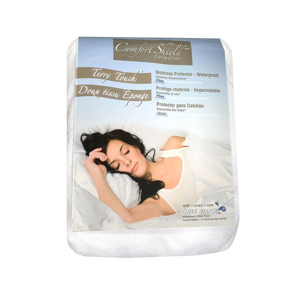 Comfort Shield Anti Allergen Bed Bug Proof Soft Terry Waterproof Mattress Protector, White, Full