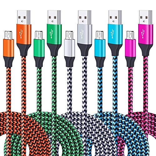 Micro USB Cable PS4 Charger, High Speed USB Charging Cable,CIQILY 5Pack 6ft Extra Long Android Phone Charger Cord for Samsung Galaxy S7/S6 Edge, Moto,PS4, XBOX, Windows/MP3/Camera/Honor 6X/LG/Echo Dot