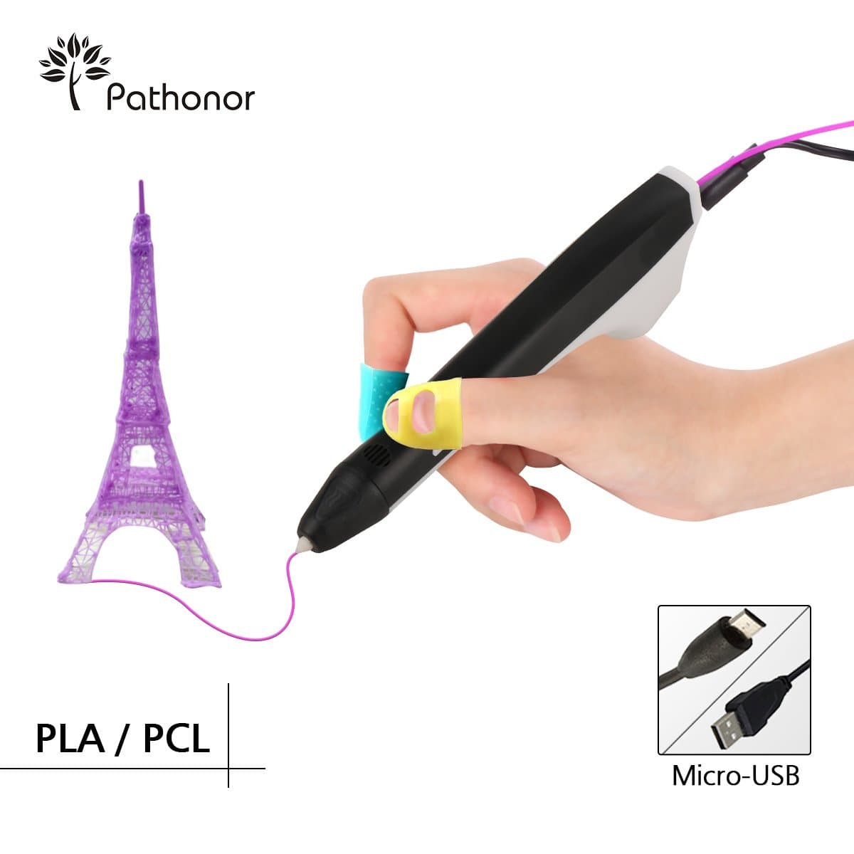 3D Printing Pen Pathonor Intelligent 3D Pen,Compatible with PLA/ABS for Crafting,Perfect Gift for Kids, Adults