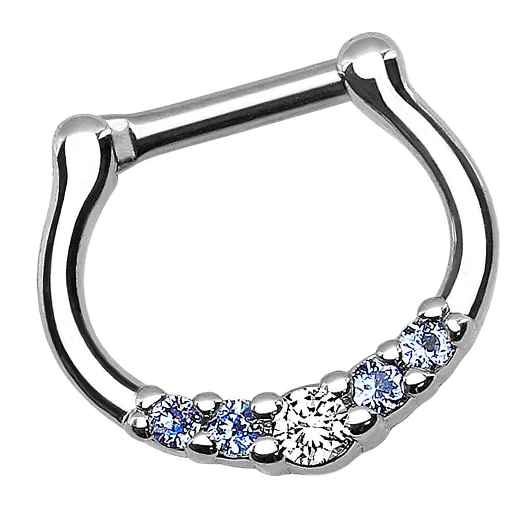 Piersando® Piercing Septum Clicker Ring with Silver/Blue