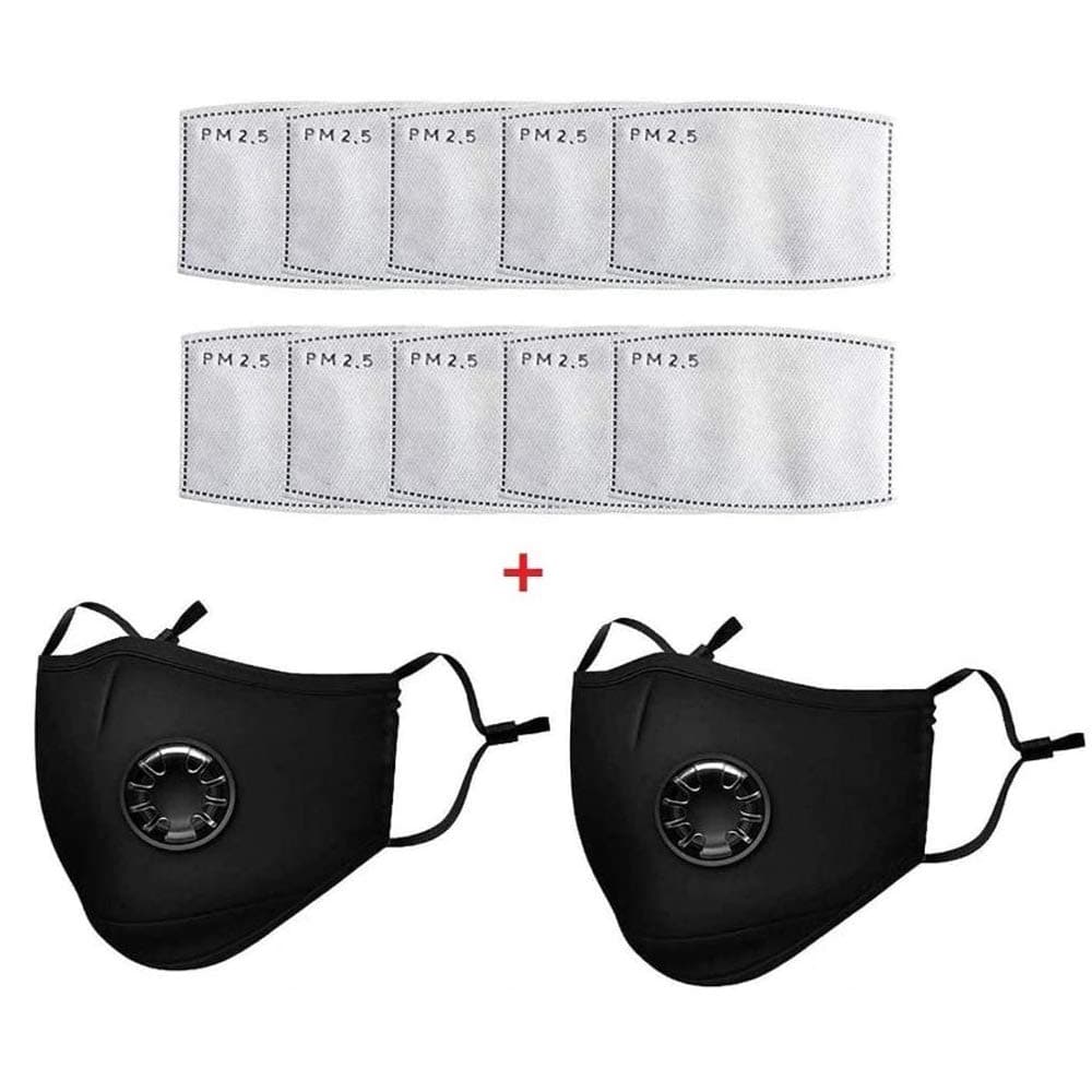 10 Pcs PM2.5 Activated Carbon Filter with 2Pcs Civil Face Mask Breathing Insert Protective Washable Cotton Face Mask for Adult Outdoor Activities