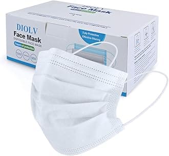 DIOLV 50 Pcs Disposable Face Mask 3 Layer Protective Masks White