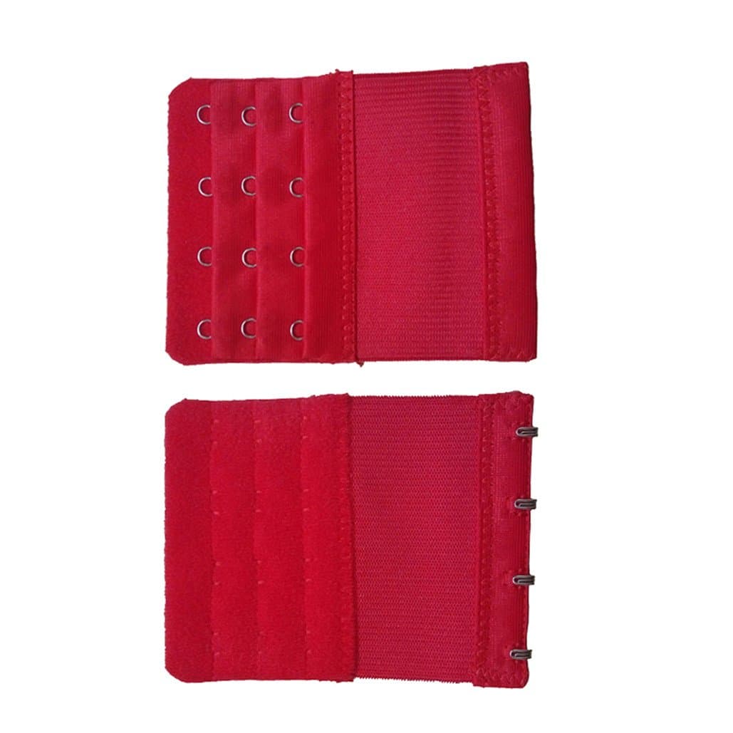 Shumeng 10pcs Bra Extender 4 Hook Narrow Soft Back Comfortable Band Extenders for Bras (Red)